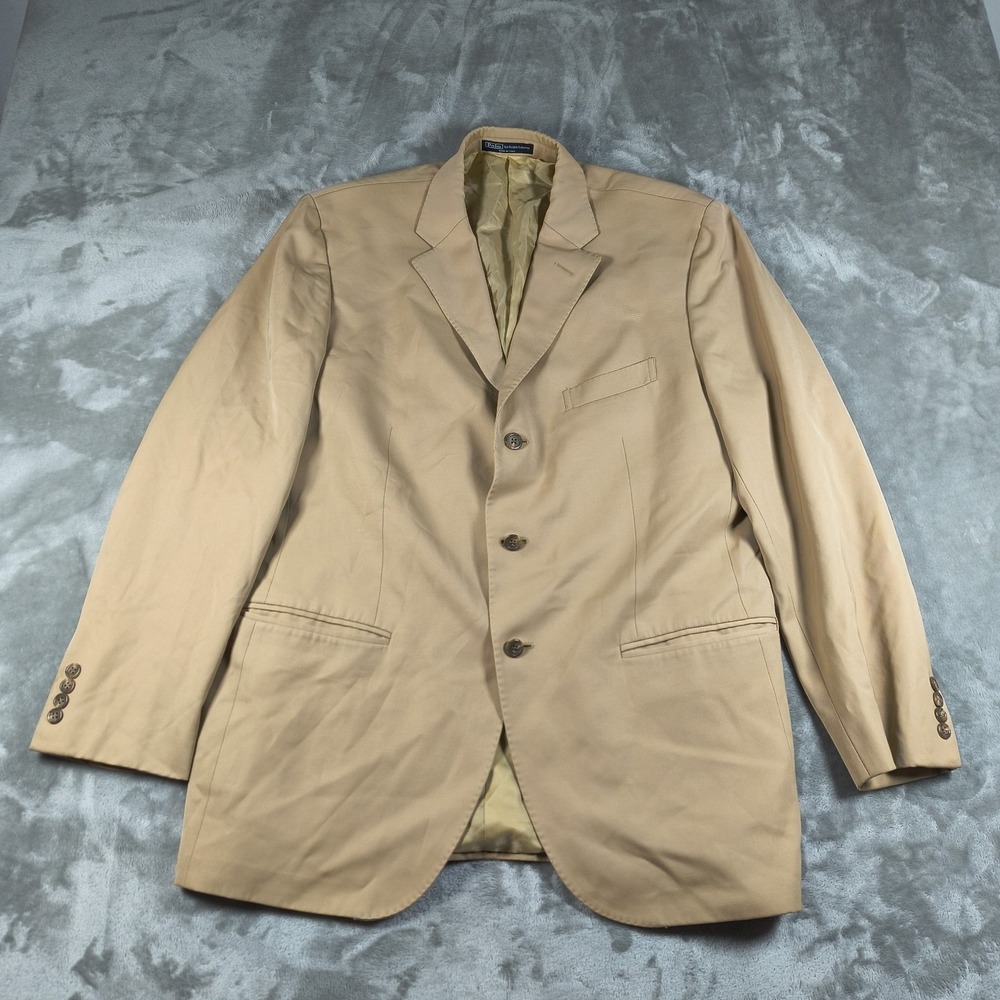 Vintage Polo Ralph Lauren Blazer Mens 44R Wool Italy Sport Coat 3 Button Preppy